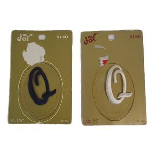 Vintage Joy Insignia Iron-On Monogram Letter Q Patch 2 Embroidered 1.5” NOS